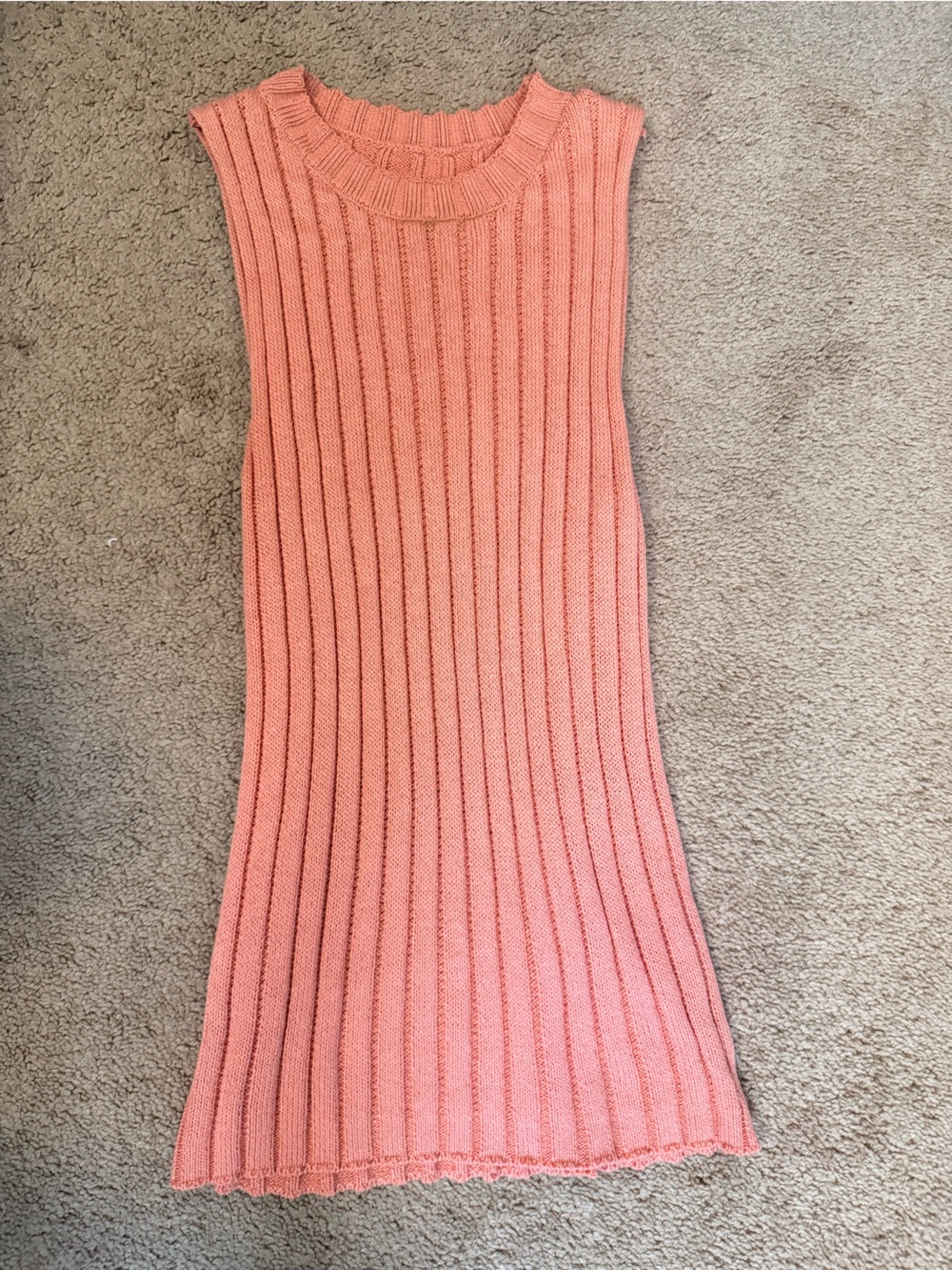 Ribbed Knit Coral Pink Women’s Sweater